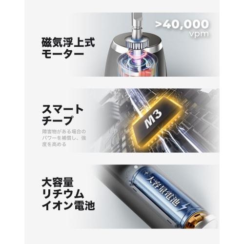 7am2m Electric Toothbrush, Ultrasonic Sonic Toothbrush with Vibrating Brush, 6 Replacement Brushes, Wireless Fast Charging, 90 Days of Use On a Single