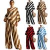 Women's Striped 2 Piece Sets Casual One Shoulder Long Sleeve Top
