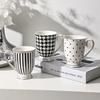 280ML Geometric Pattern Ceramic Mug Polka-dot Stripe Afternoon Tea Mug Living Room Decoration Household Mug Drinking Utensils