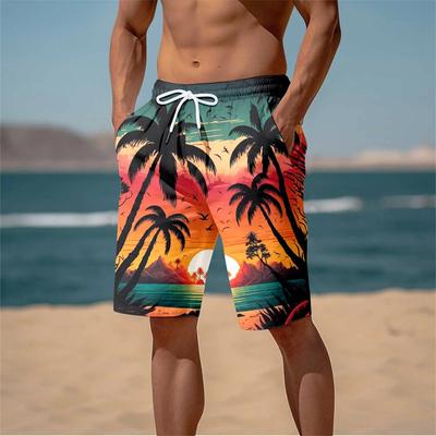 Costume da bagno da uomo hawaiano cool estate nuovo stampa 3D alberi di cocco pantaloncini da spiaggia pantaloncini con palme
