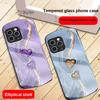 Amber Double Love For IPhone 16 Pro Max 15 Pro 14 13 12 Mini 11 XS Max XR 7 8 Plu SE 2022 Elliptical Glass Phone Case