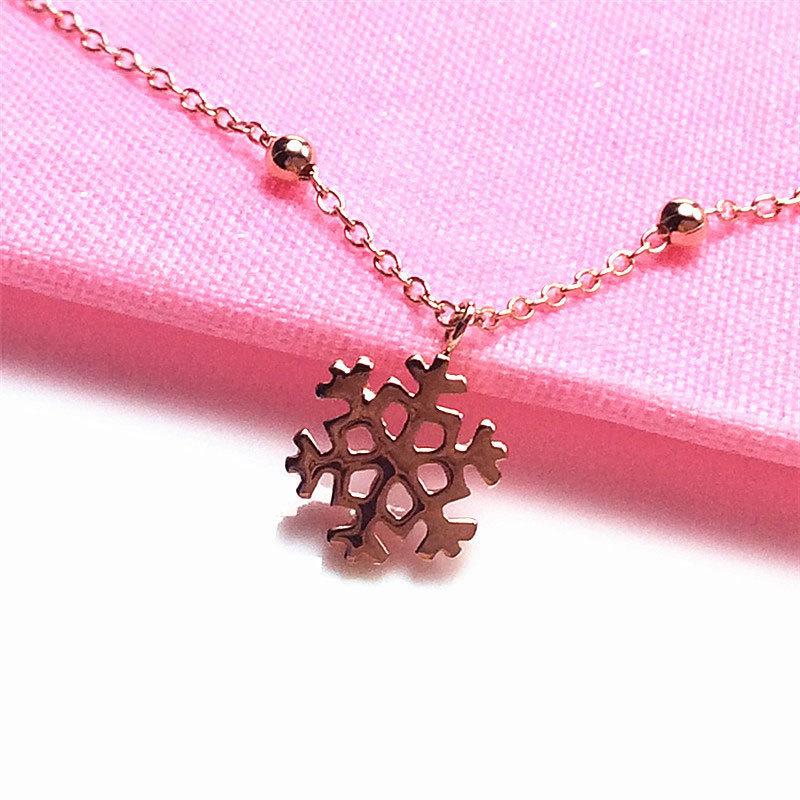 Purple Gold Necklace Rose Gold Plated Color Gold Exquisite Small Fresh Collarbone Chain Snowflake Set Chain
