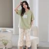 Cotton and silk pajamas women's summer thin round neck short-sleeved cropped pants Korean version Modal soft loose loungewear suit