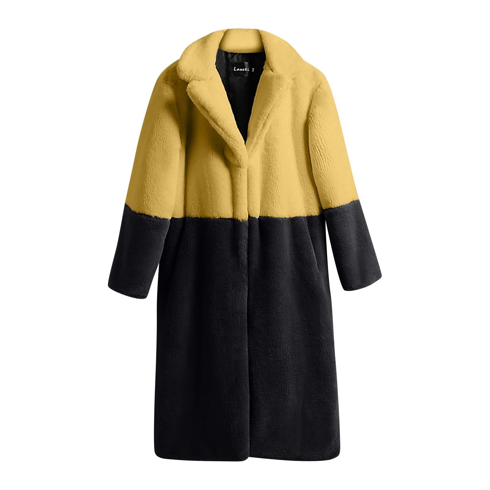 

Модное повседневное женское пальто для стрижки овец, женское шерстяное пальто средней длины XL жёлтый