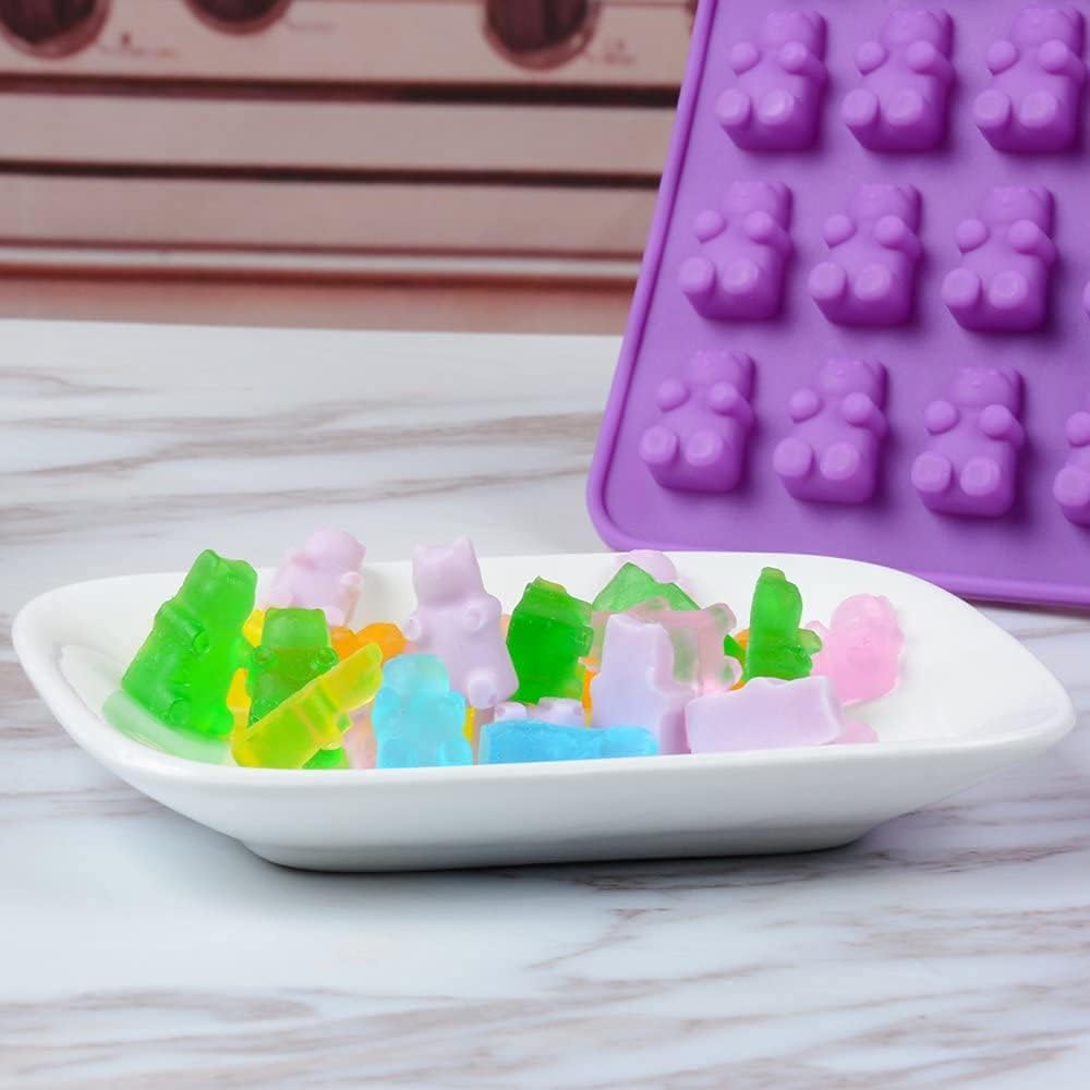 Gummy Bear Silicone Mold Mini Cute Bear Shaped Candy Mold 2PCS-50 Cavity Gummy Bear Chocolate Mold Non Stick Food Grade Ice Cube Trays Jelly Mould