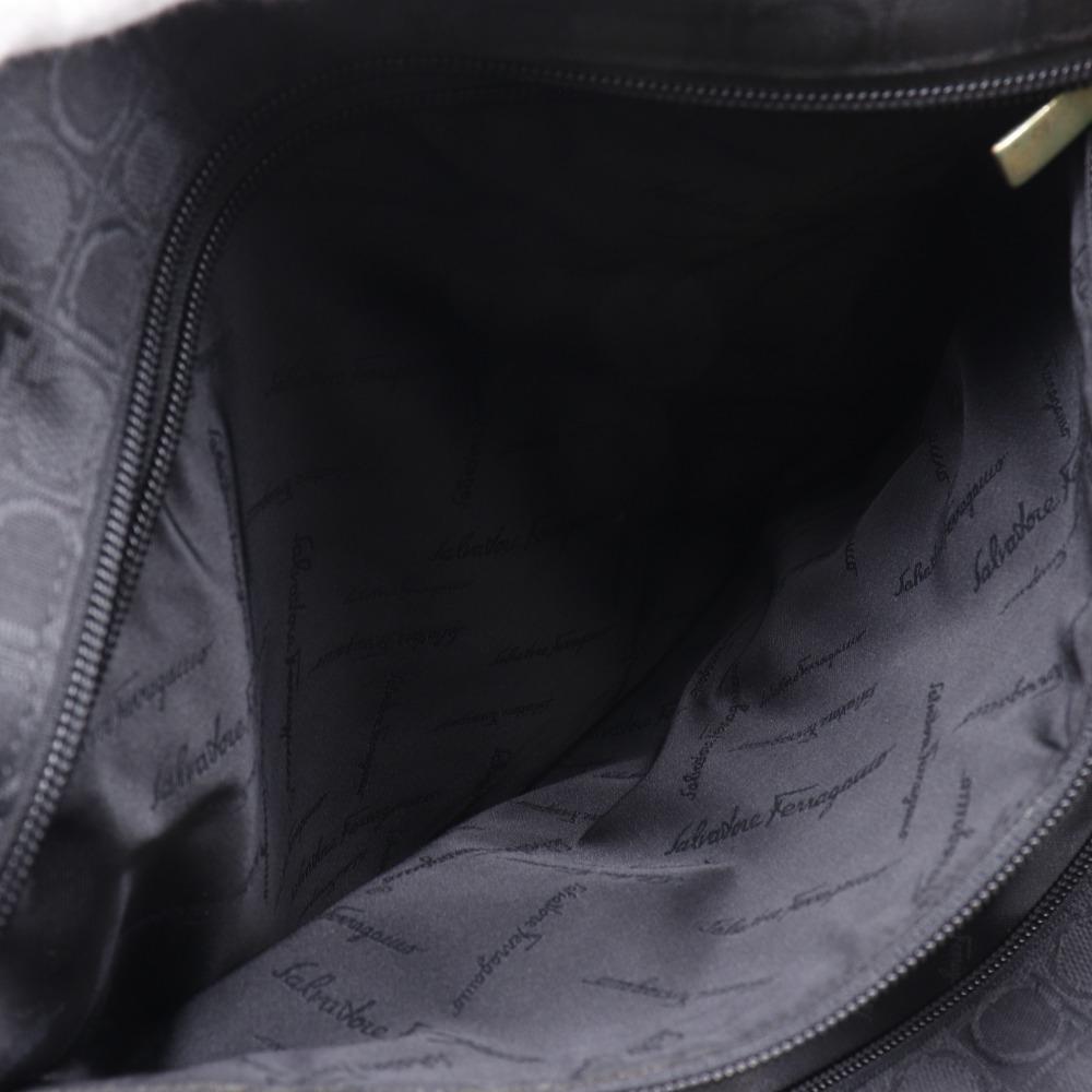 Salvatore Ferragamo Gancini Tote Bag AU-21-2812 Black Nylon Canvas Women Used