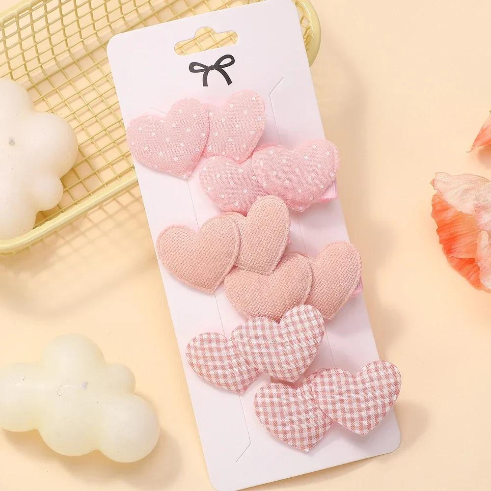 6Pcs/Set Mini Hair Clips for Girls Elegant Heart Designs Cute Headwear Lovely Kids Hair Accessories Outdoor Wear