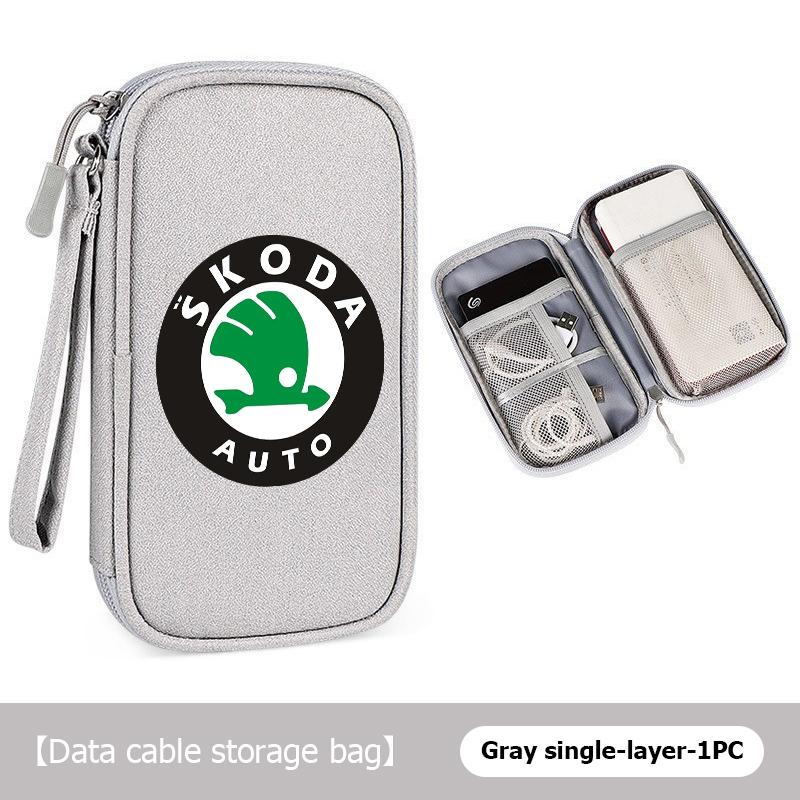AAABR1 Travel Portable Digital Accessories Storage Bag Organizer For Skoda Kamiq Karoq Octavia 2 3 Rapid Scala Kami Fabia VII VRS