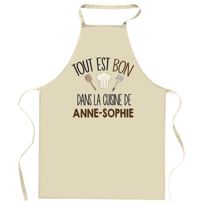 Tablier de cuisine - Planetee - "Tout est bon dans la cuisine" - Impression bretonne - Coton épais, liens ajustables
