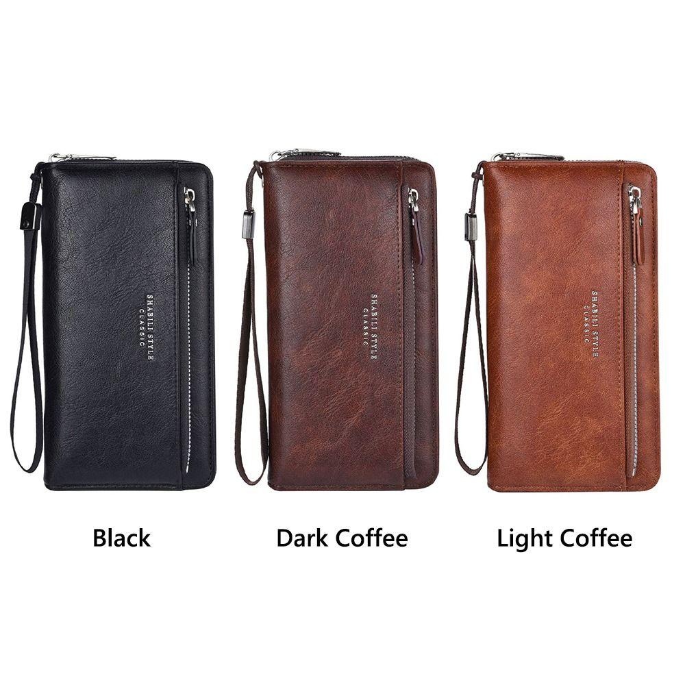 Fashion PU Leather Men Wallet Multi-card Slot Zipper Long Wallet Large-capacity Card Holder Clutch Bag