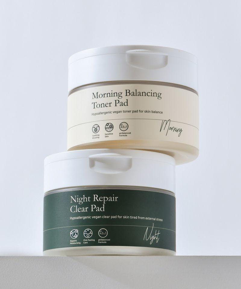 Noah s Morning Balancing Toner Pads 100 Sheets 200ml + Night Repair Clear Toner Pads 70 Sheets 250ml Morning Pad + Night Pad