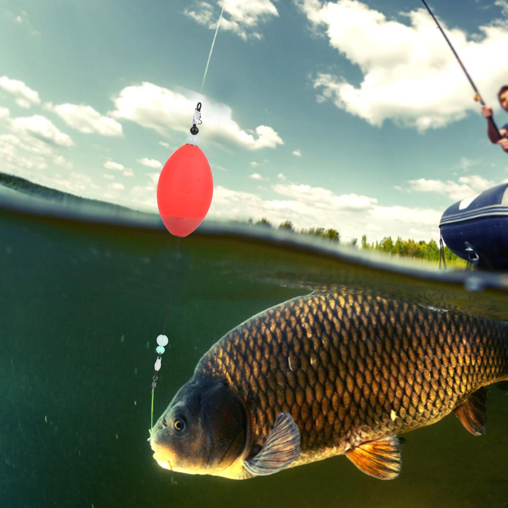 EPS Lightweight Red Oval Appearance Sea Fishing Float with Steel Wire Tackle Supplies