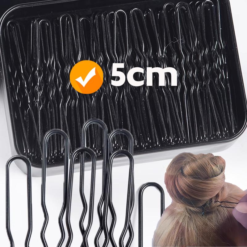

50/200Pcs New Women Hair Waved U-Shaped Bobby Pin Barrette Salon Grip Clip Bridal Hairpins Black Metal Hair Accessories for Bun 50pcs
