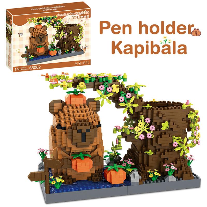 New-Off-The-Shelf Capybara Construction Superior-Grade Assembly-Bricks Premium-Quality Pen Premium-Quality Holder Superior-Grade Cute Top-Grade
