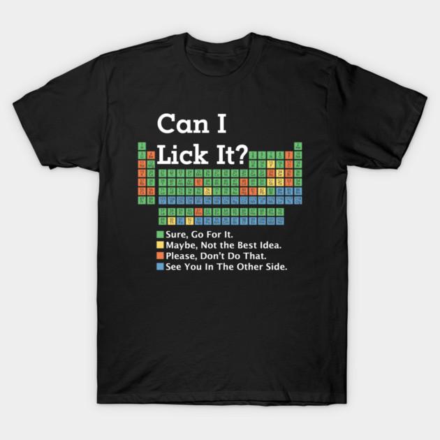 Asiatische Größe Baumwolle Unisex T-Shirt Druck T-Shirt Kann ich es lecken? Periodensystem T-Shirt No-Cut Print Regular Fit