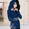 Women Plus Size Dark Purple Halloween Printed Asymmetric Cutout Neck Cold Shoulder Long Sleeve Fitted Top