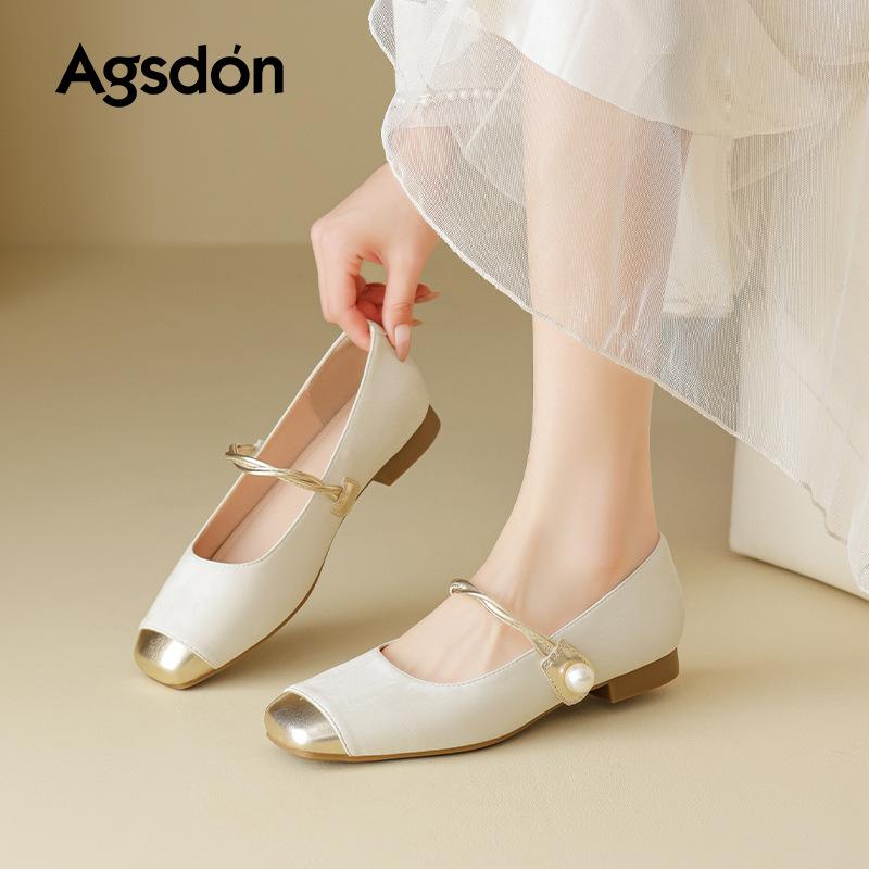 Augustine Mary Jane Shoes Women's 2025 New Summer French Small Fragrant Wind Shallow Mouth with Skirt Single Shoes Small Leather Shoes