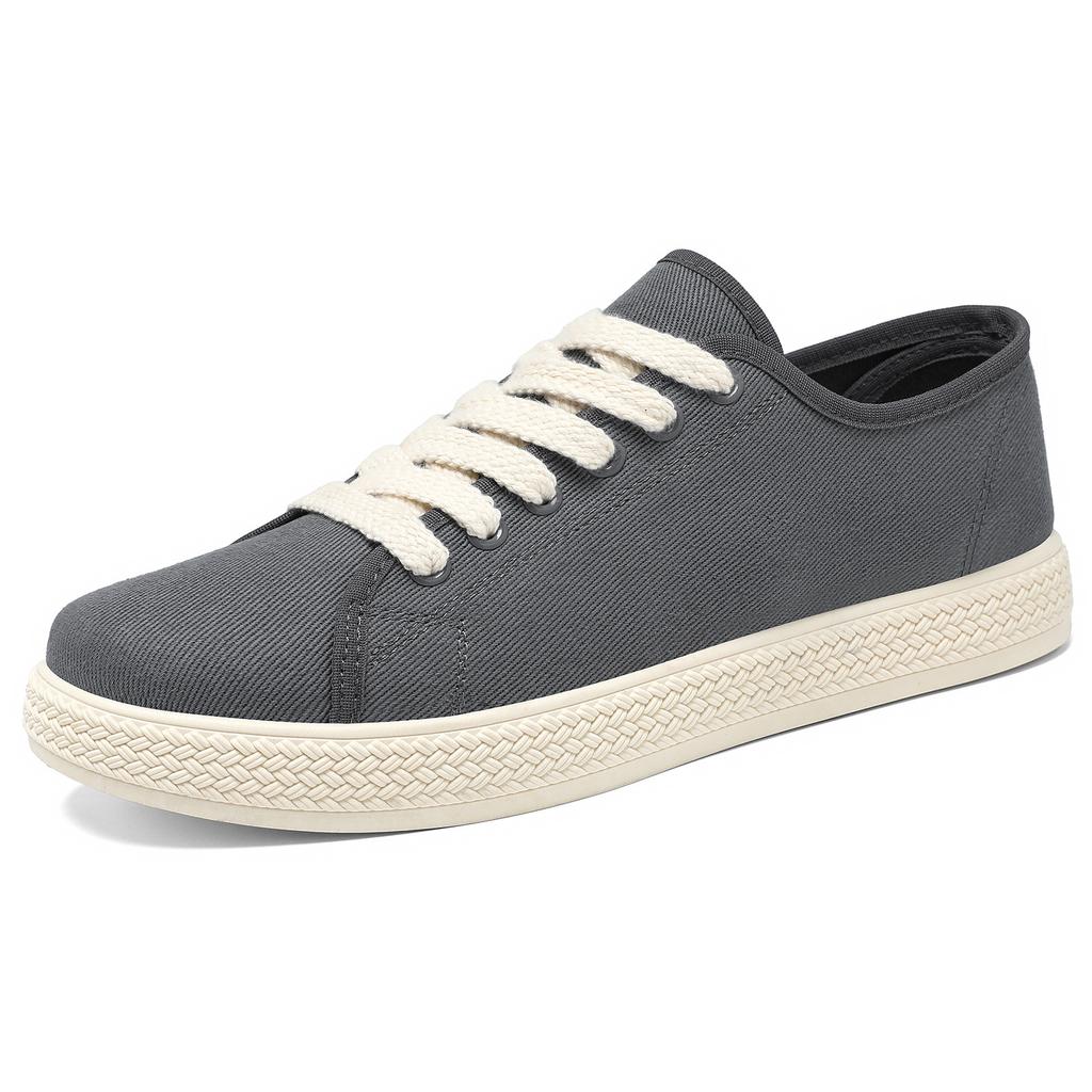 2026 Summer Men's Black Fabric Sneakers Thick-Sole Men Casual Boards Shoes Breathable Lightweight Student Fashion Flats Trainers