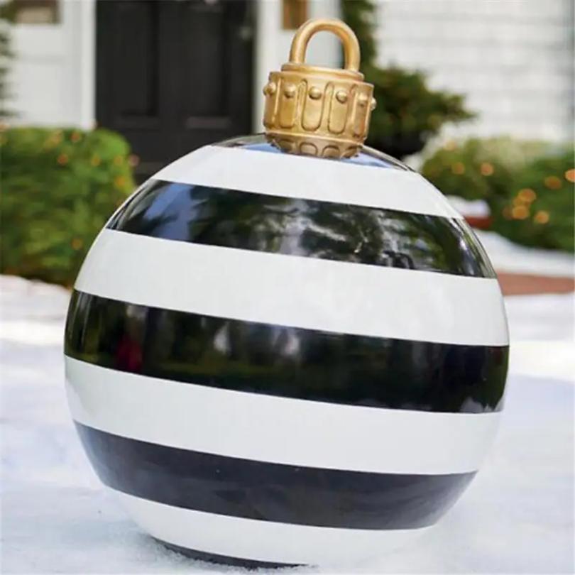 60cm Outdoor Christmas Inflatable Decorated Ball PVC Giant Big Large Balls Xmas Tree Decorations Toy Ball Without Light Ornament