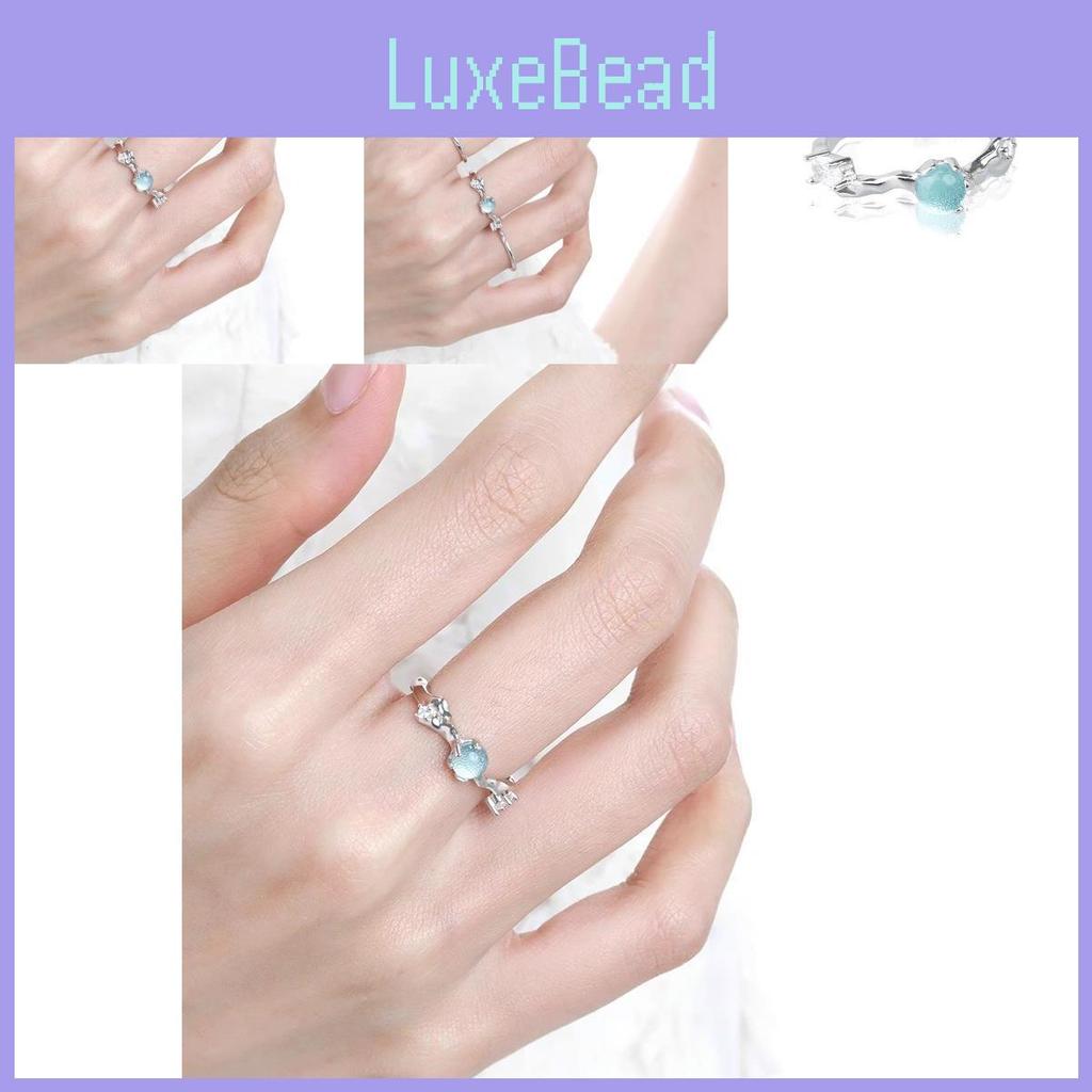 Sophisticated Blue Rhinestone Open Ring For Women With Adjustable Size And Modern Style