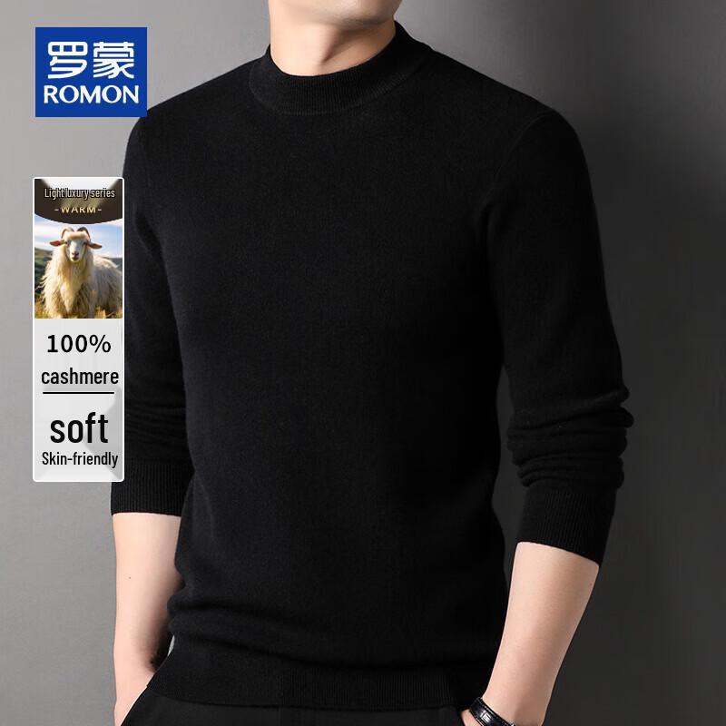 ROMON Men's 100% Pure Cashmere Half-High Collar Pullover Sweater