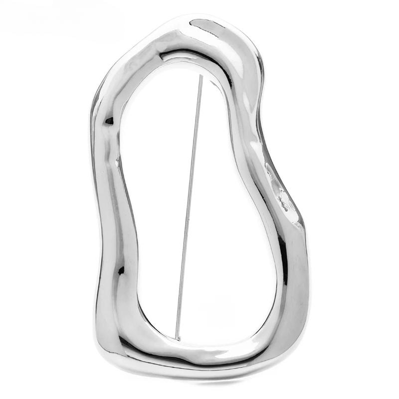 

Нержавеющая сталь большие круглые броши булавки для женщин и мужчин 2-цветная универсальная геометрическая брошь серебряный