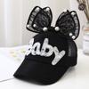 Children Big Bow cartoon Baseball Cap Cute Girls Pearl Snapback caps Sun Caps Mesh Rabbit Ear UV Protection Summer Hats boy