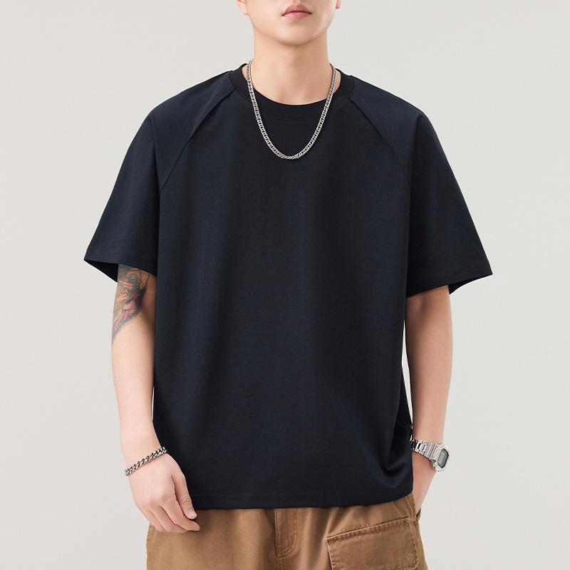 

Однотонная футболка с коротким рукавом для мужчин, с круглым вырезом, рукавом пять точек, японская свободная футболка, универсальная 4XL