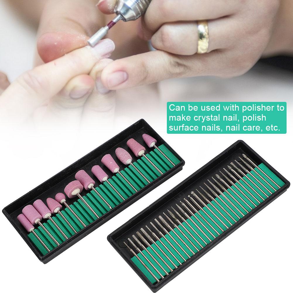 Nail Drill Bits Needle Set Nail Polishing Burr Manicure Pedicure Accessory Tool(12+30pcs )