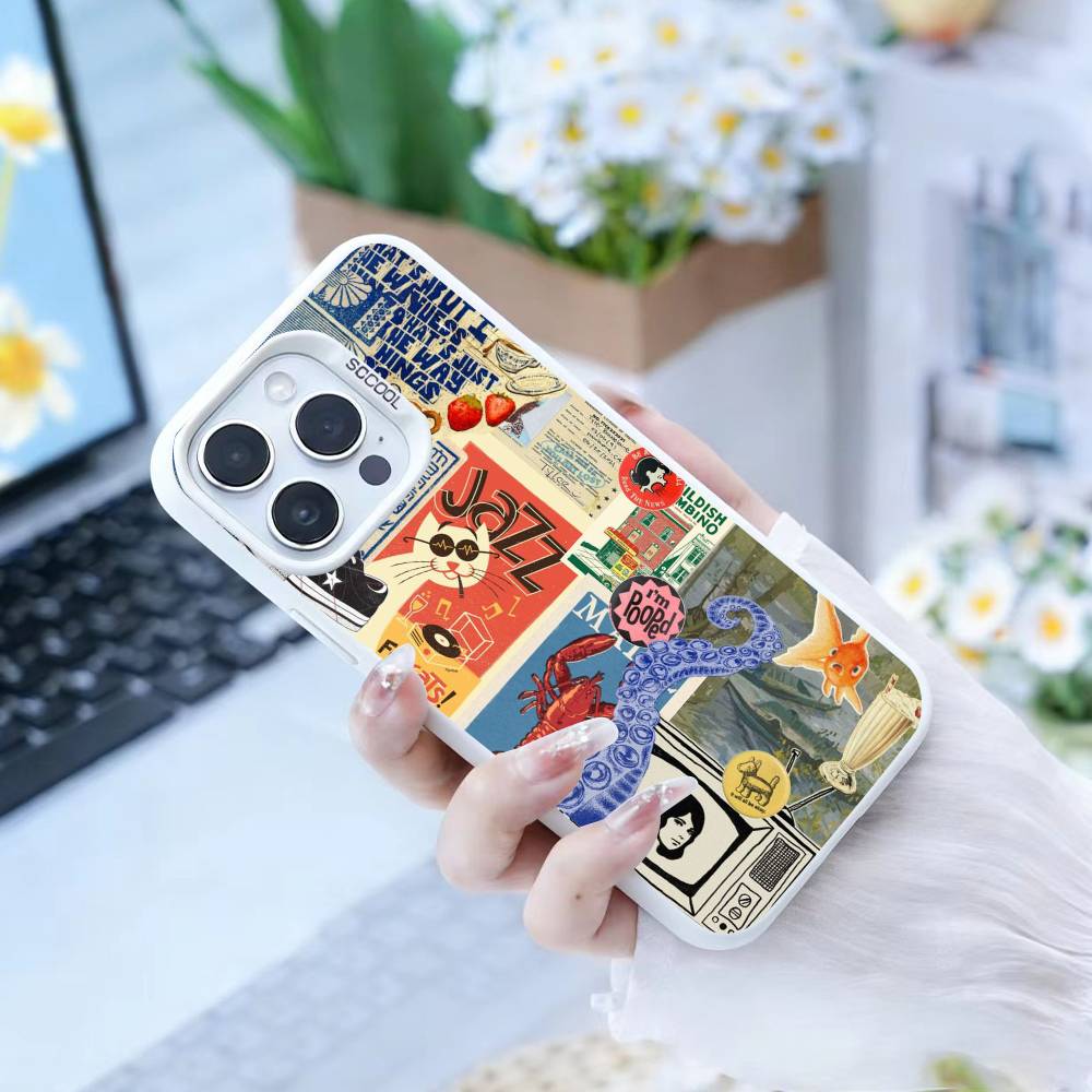 Collage  Phone Case For IPhone 16 17 15 14 12 13 Pro Max white Color Shockproof Cover