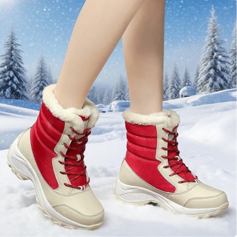 Women's Waterproof Platform Boots Winter Outdoor Warm Snow Boots Plush Over The Knee Luxury Brand Ankle Boots Short Hair Boots