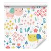 Colorful Dogs and Flowers Wallpaper for Living Room and Bedroom 50x1000