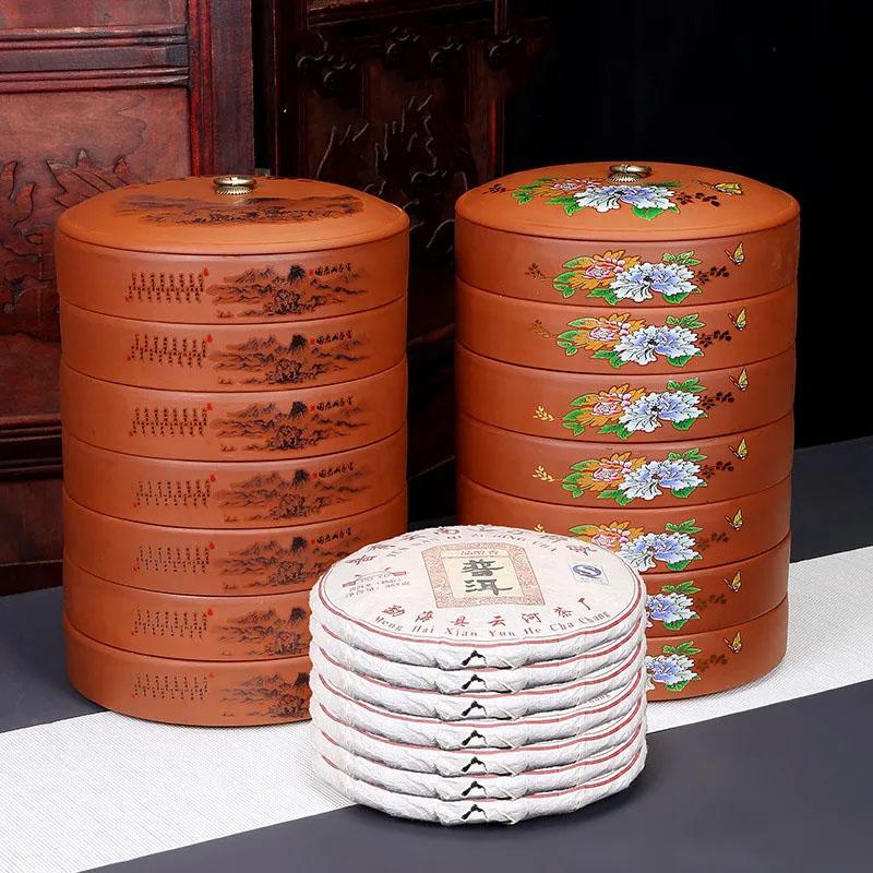 Tea Cake Storage Box Multi-Layer Ceramics Sealed Tank Snack Storage Case Elegant Printing Tea Caddy  Nut Coffee Bean Organizer