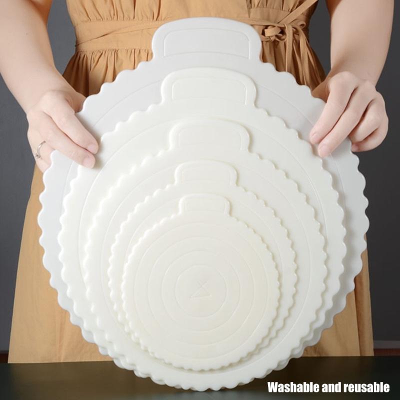 Set of 5 Nonslip Plastic Cake Stands with Textured Bottom ABS Texture for Firm Cake Positioning During Parties and Event