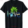 Tropical Beach Love Sea Turtle Palm Tree Summer Vacation T Shirt Vintage Washed Top For Everyday Wear Comfortable Slightly Soft
