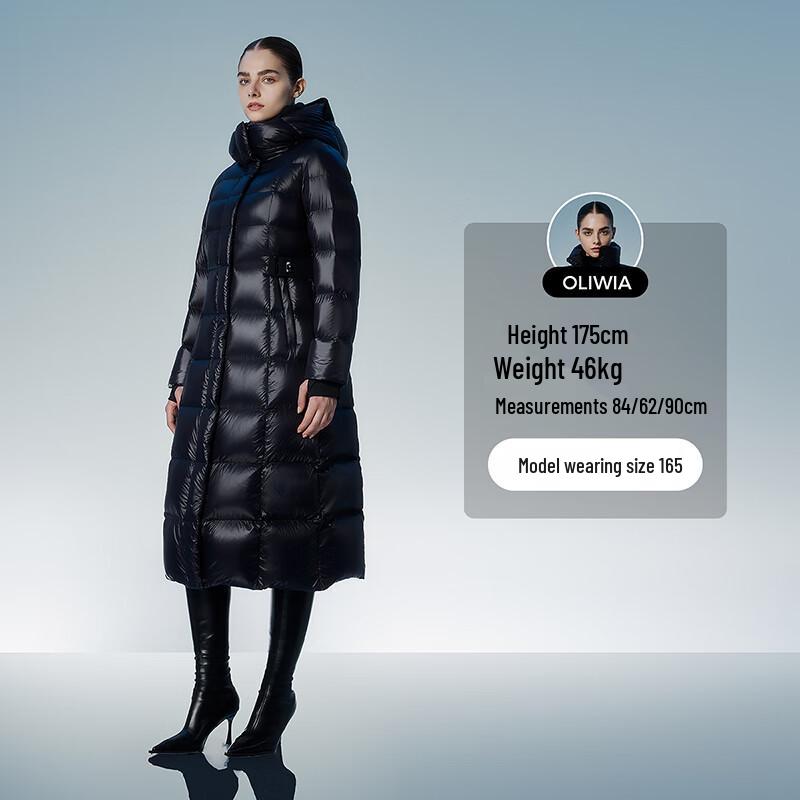 Tanboer Women's Long Goose Down Hooded Puffer Jacket