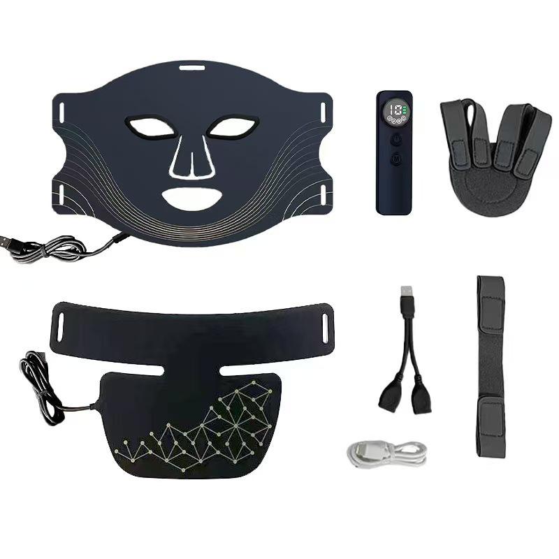 LED Red Light Therapy Face & Neck Mask Set - Photorejuvenation & Whitening Device