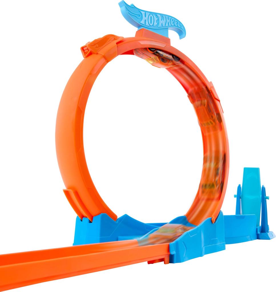 Hot Wheels Triple Loop Spielset mit 1 Mini-Fahrzeug Spielzeug Alter 4 und JDW39 Auto, Spielset, Oben, Orange,