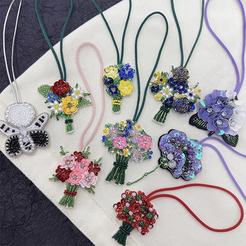 Flower Plants Bag Accessories Pendant Patches For Clothing Diy Sew On Beaded Applique Bag Charm Bordados Para Bag Clothing