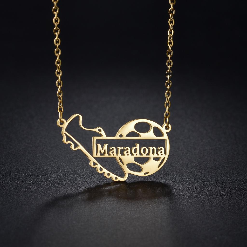 Atoztide Personalisierte Individuelle Fußball Sport Name Halskette Edelstahl für Damen Herren Anhänger Mode Geburtstag Schmuck Geschenk