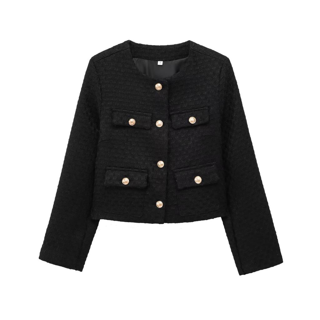 ZA Women's European & American Style Textured Shoulder Pad Jacket + Skirt/Pants Set