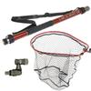 Landing Net Set with Carbon Handle and Raccal Shaft, 3.5m/4m/4.5m/5m/5.5m/6m, Net Size L, Reinforced Frame, and Rubber Net (Red, 5.5m)