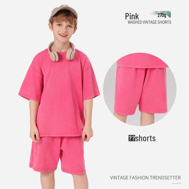 Pure Cotton Retro Short Sleeve Round Neck Loose T-Shirt for Children & Toddlers - Trendy Spring/Summer Kids' Clothing