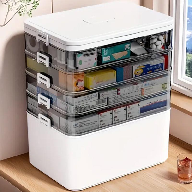 Compact Multi-Layer First Aid Kit: Spacious Family Medicine & Emergency Storage Box
