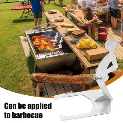 Izgara Sosis Rafı Standı Adam Sosisli Sandviç Tutucu Komik Barbekü Standı Paslanmaz Kamp ve Partiler için Sosisli Sandviç Kızartıcısı