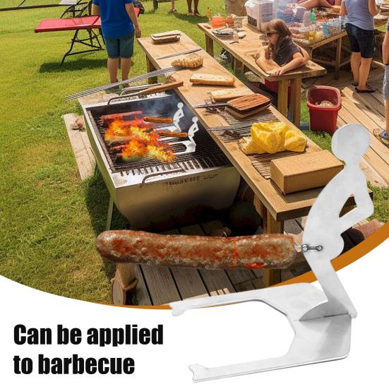 Grilled Sausage Rack Stand Man Hot Dog Holder Funny BBQ Stand Anti-Rust Hot Dog Roaster for Camping And Parties