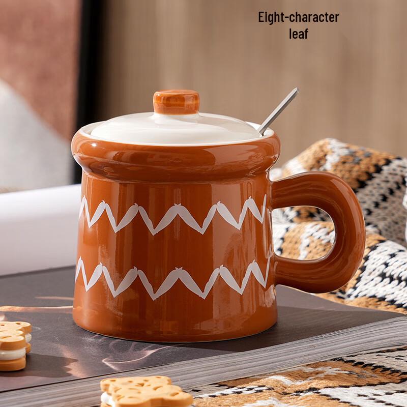 WA Japanese Retro Ceramic Mug Cup + Lid + Spoon