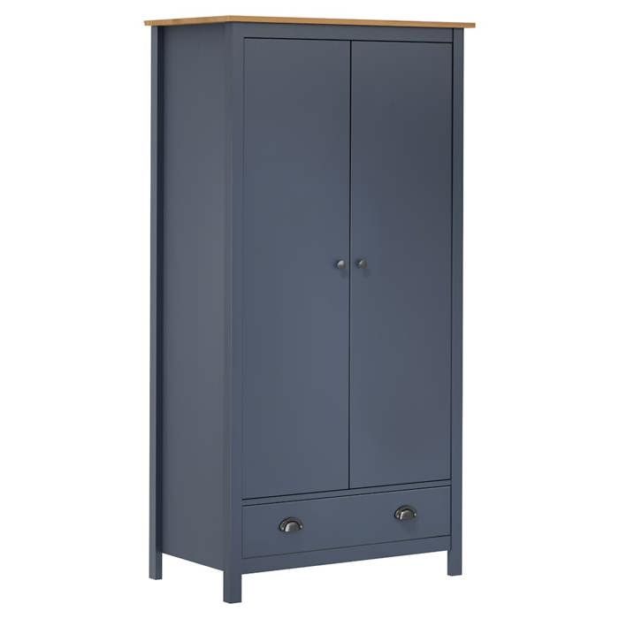 Wardrobe - VIDAXL - Hill Range - Solid Wood - Grey - 2 Doors