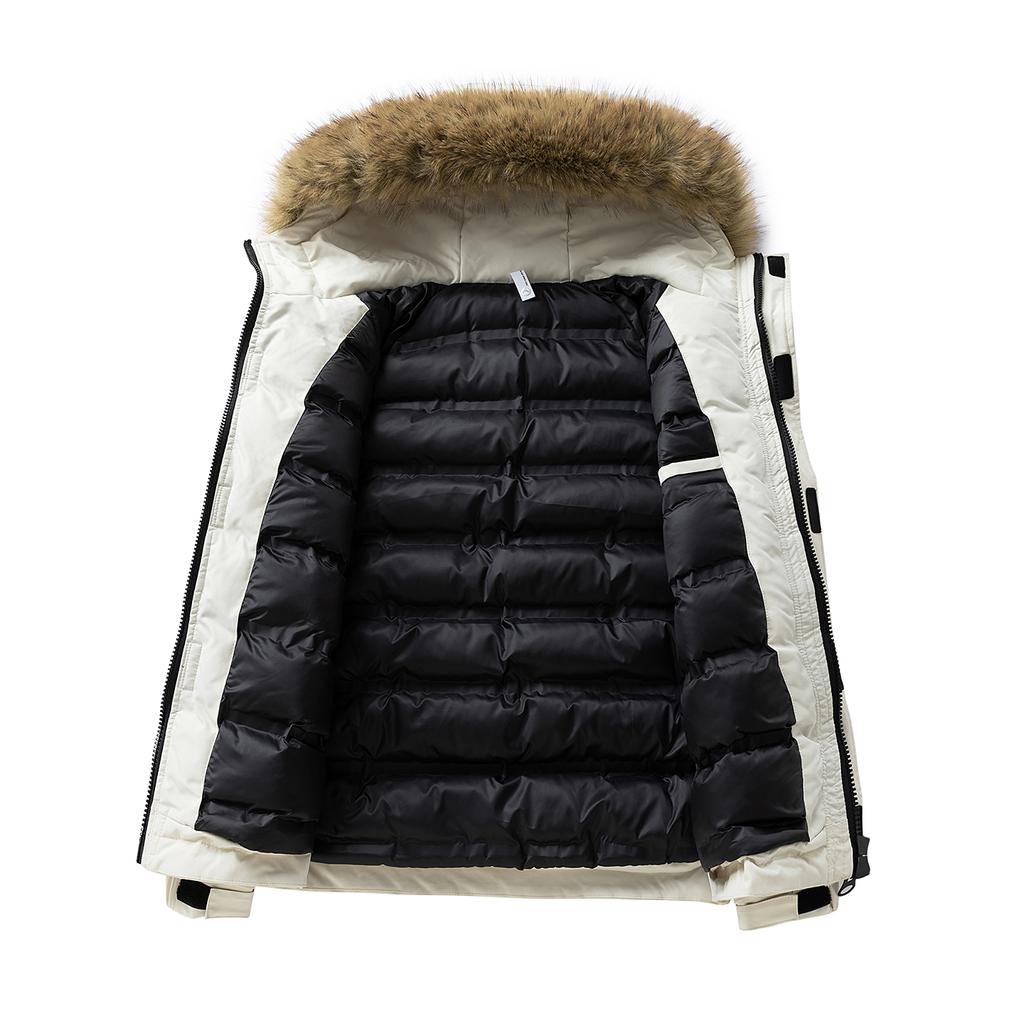 Abnehmbarer Großer Pelzkragen Arbeitskleidung Baumwolljacke für Herren, Winter Dicke Parker Baumwolljacke für Herren, Herrenmantel