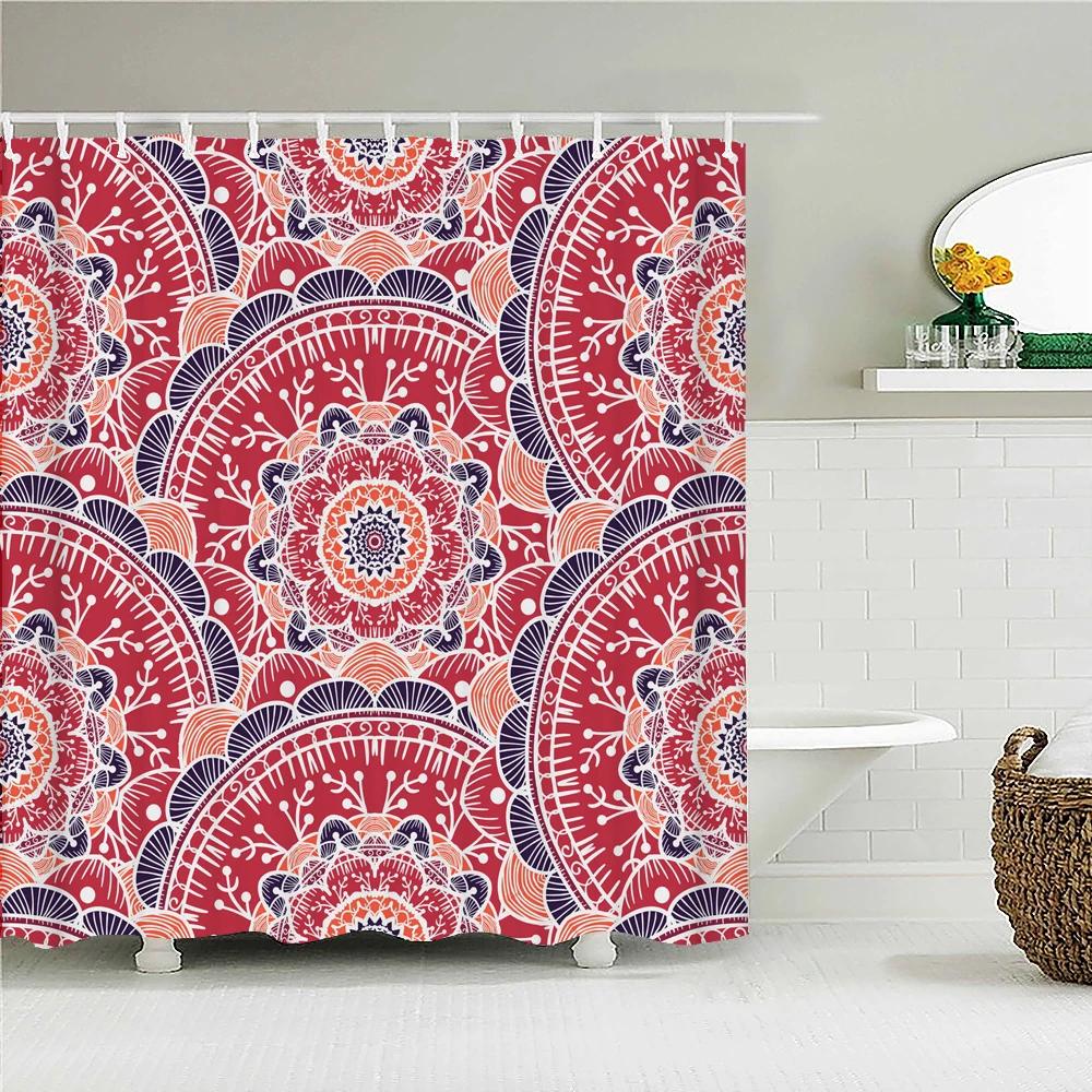 Indian Bohemian Style Shower Curtain Bathroom Waterproof Cloth Printed Mandala Decoration Bath Curtains large 240x180 With Hooks